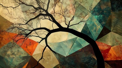 A captivating image where geometric patterns branch out like a trees limbs, symbolizing growth, connectivity