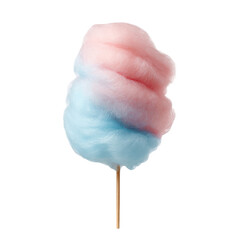 Delicious pink and blue cotton candy sweet treat on a stick fluffy sugar candy carnival fun fair food sweetness delightful tasty treat summertime snack yummy party image on transparent background