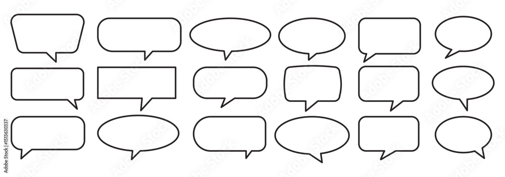 Canvas Prints silhouette speech bubble vector set. black on a white background. simple flat design. text box and m