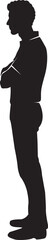 Silhouette of Man Standing with Arms Crossed