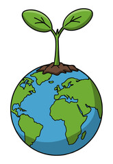 Sprout growing on the Earth