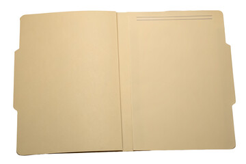 An open manila folder with a divider and a label line on a black background creating a simple image