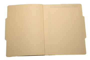 An open manila folder with a divider and a label line on a black background creating a simple image