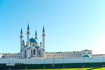 Obraz premium Picturesque view of the Kazan Kremlin Kul Sharif Mosque. Russia