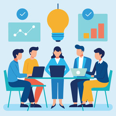 Group Sitting in Business Meeting Discussion