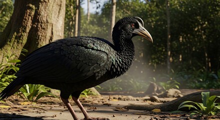 Fototapeta premium Wattled brush-turkey in its natural habitat in the forest