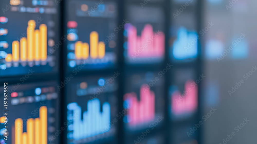 Poster data visualization: a detailed display of financial data represented through dynamic charts and grap