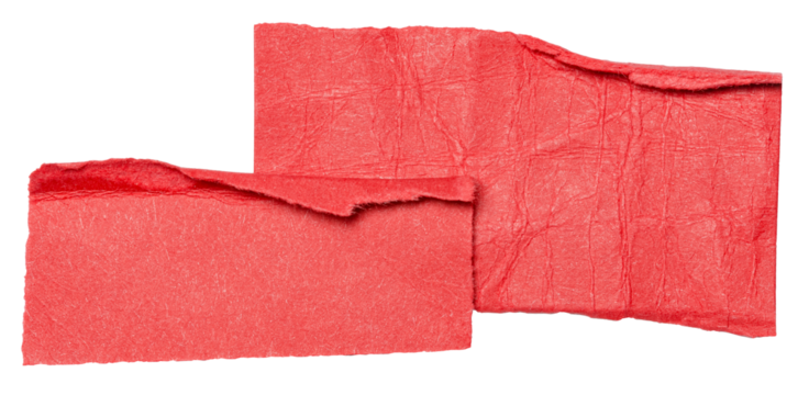 Red isolated cut out crumpled blank paper note cardboard with folded edge dog-ear earmark and copy space for text, transparent png background design element - Powered by Adobe