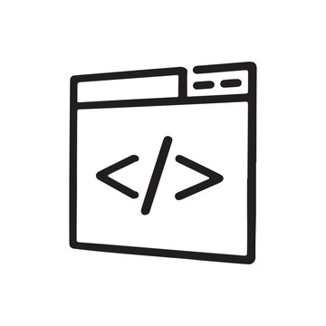 Code Window Icon &ndash; Programming Symbol in Web Browser Outline