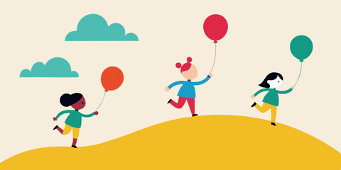 Fototapeta premium girl with balloons