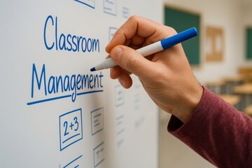 Effective Classroom Management Strategies Whiteboard Planning Session Teacher Education Modern Teaching Methods Educational Resources School Supplies Learning Process Academic Success Student         