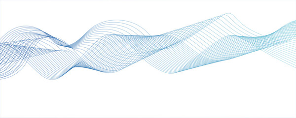 Abstract blue gradient flowing wave lines on white background.Technology, data science frequency.Wavy white and blue lines background. Abstract business wave curve lines.