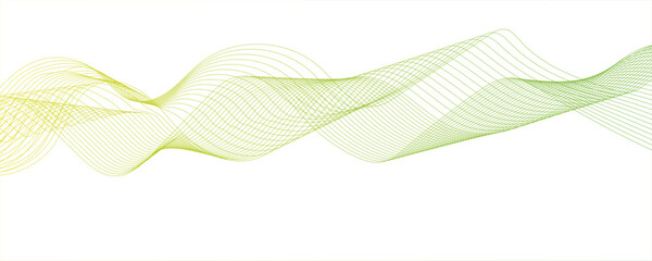 Abstract green gradient flowing wave lines on white background.Technology, data science frequency.Wavy white and green lines background. Abstract business wave curve lines.