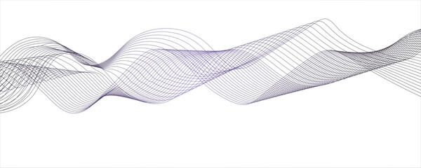 Abstract grey,porple gradient flowing wave lines on white background.Vector illustration. Wave with lines created using blend tool. Curved wavy line, smooth.