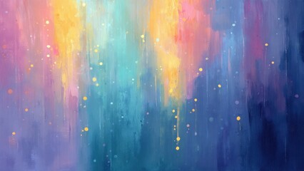 Fototapeta premium 雨に濡れた街の灯りを描いた抽象画 パステルカラーの幻想的な夜景風イラスト_3