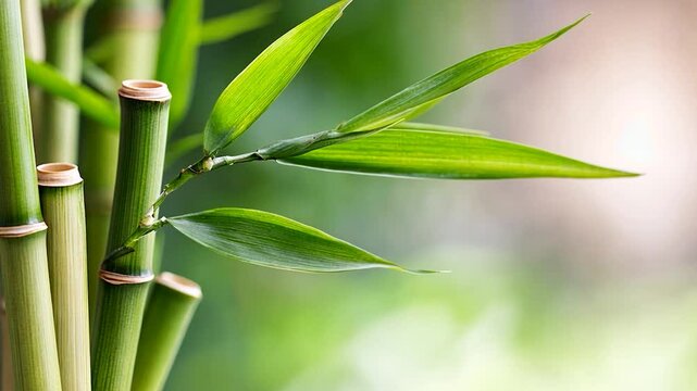 Closeup green bamboo leaves and stalks