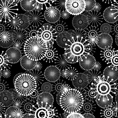 Greys Black and White Star Burst Seamless Repeat