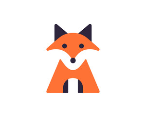 Obraz premium Fox head branding icon in playful flat style