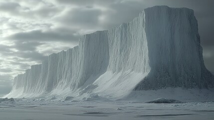 Ice wall, arctic landscape, dramatic clouds
