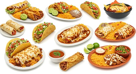 Variety of Mexican Food Dishes: Tacos, Burritos, Enchiladas, and More mexican food