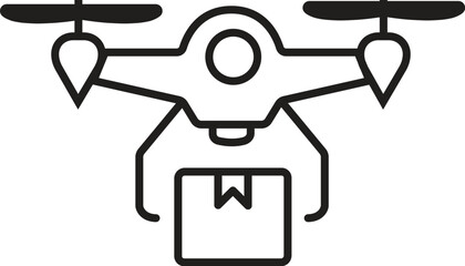 Drone Delivery Line Icon – Minimalist Drone Shipping Vector for Logistics & Tech Design