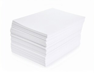 Stack of white paper isolated on white background
