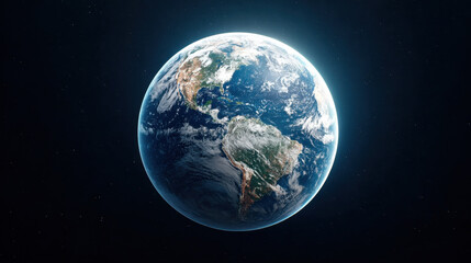 Obraz premium Earth planet globe spinning in space with visible continents and clouds, showing natural beauty and vastness of universe