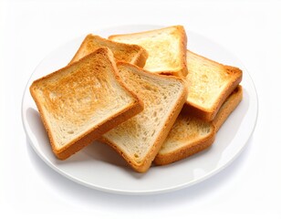 Fototapeta premium Plate of toast isolated on white background 