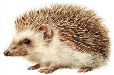 Obraz premium Watercolor Painting of a Hedgehog on White, Symbolizing Wildlife Conservation and Environmental Awareness, Perfect for Children's Books and Educational Materials : Generative AI