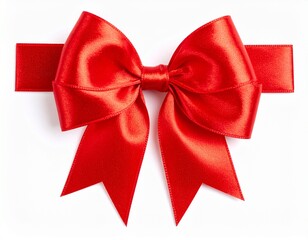 Fototapeta premium Red satin ribbon bow isolated on white background
