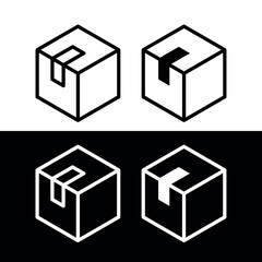 Cardboard box icon. Symbol of delivery or product packaging. Designation of a parcel or purchase.