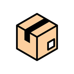 Cardboard box icon. Symbol of delivery or product packaging. Designation of a parcel or purchase.