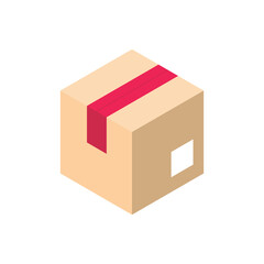 Cardboard box icon. Symbol of delivery or product packaging. Designation of a parcel or purchase.