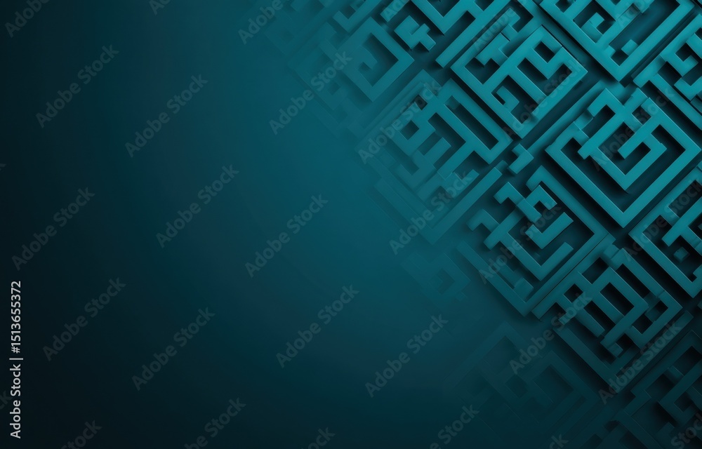 Poster Teal Maze Pattern on Dark Background, Symbolizing Complexity, Problem Solving, and Strategic Planning for Business Solutions : Generative AI