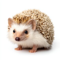 Obraz premium Adorable Hedgehog Portrait on White Background, Symbolizing Pet Ownership and Animal Welfare Campaigns : Generative AI