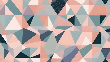 A colorful abstract geometric pattern with a mix of sharp angles and soft curves, combining pastel colors like pink, blue, and peach in a modern style