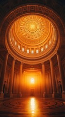Obraz premium Grand, golden dome interior of a majestic hall.