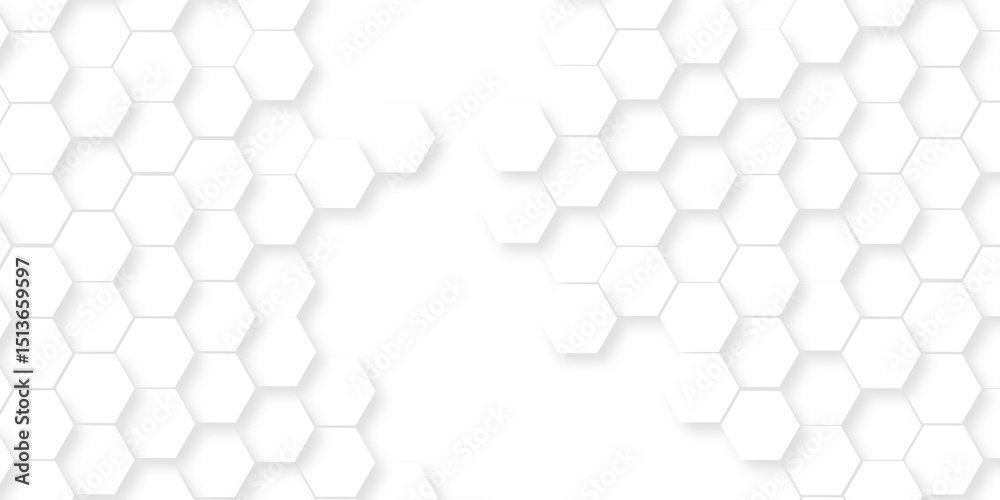 Poster abstract minimal background with white lines hexagonal structure futuristic white background and emb