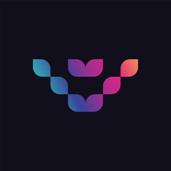 leaf gradient logo vector, luxury gradient logo