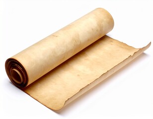 Parchment paper roll isolated on white background