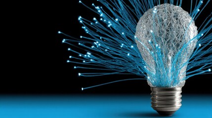 Bright light bulb with exposed wires symbolizing the generation of insights from real-time data for innovative solutions