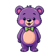 Obraz na płótnie Canvas Cute Purple Bear Illustration for Sticker Design Lovely Happy Cartoon Animal