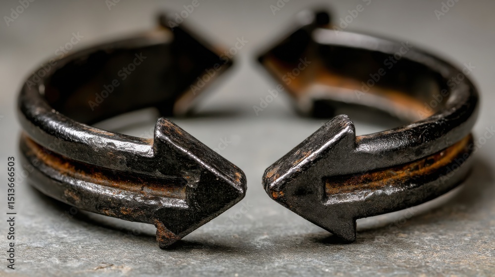 Poster two rings with one broken representing the concept of challenges in implementing changes and the nee