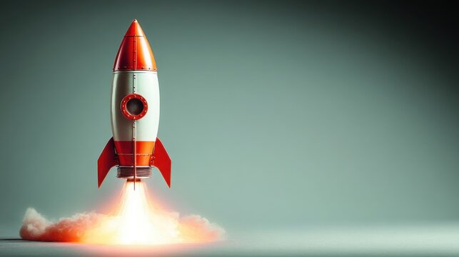 A rocket launching into the sky symbolizing the activation of a go-to-market strategy for innovative projects