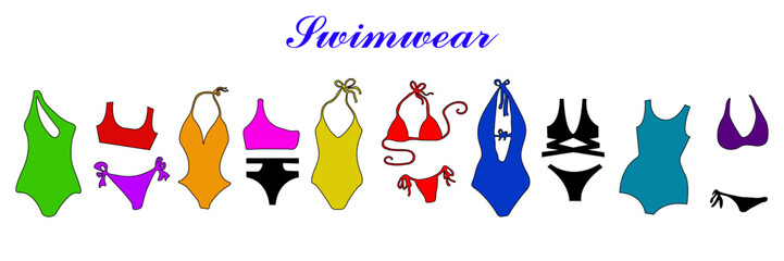 Set of swimwear lingerie, panties and bra, set. Clothes for relaxing on the beach, by the pool