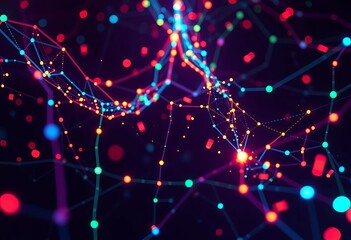 Abstract glowing network data streams, algorithms visualized,   pattern,  growth