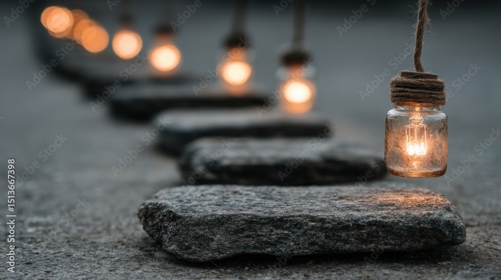 Poster a mason jar filled with a string of lights representing lighting the path with clear execution steps