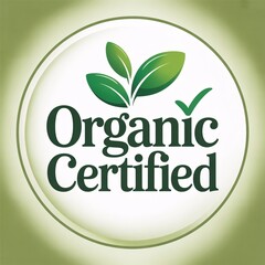 Obraz premium Organic Certified Badge Label – Eco-Friendly Green Emblem for Natural Products and Packaging