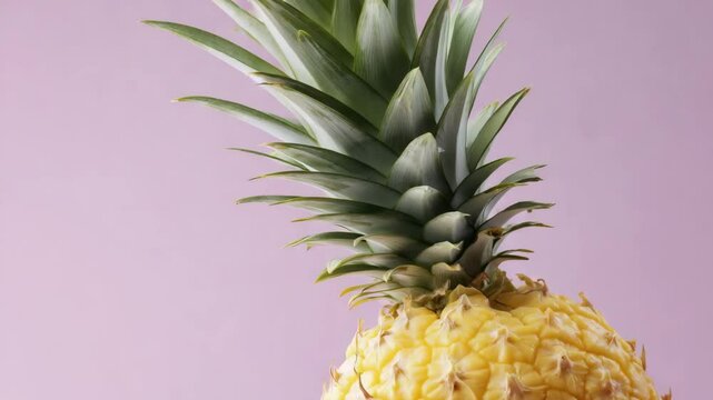 perfectly sliced pineapple displayed on ultrabright clean purple background