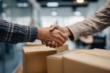Business handshake between two individuals showing collaboration and agreement